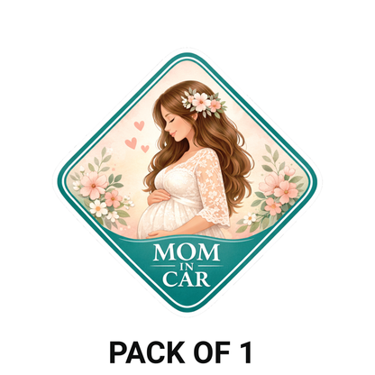 Smeeps Mom In Car Pregnancy Car Sticker – 12.7 × 12.7 cm (5 × 5 Inch) Waterproof Vinyl Maternity Sticker for Cars | UV Resistant Mom To Be Window Decal | Elegant Floral Pregnancy Safety Sticker | Pack of 1