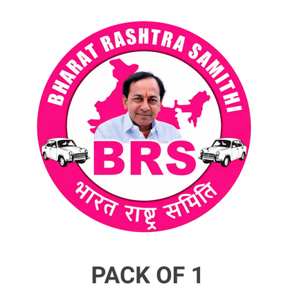 Smeeps BRS Party Logo Round Sticker – 10.16 cm (4 Inch) Car & Bike Vinyl Decal | Bharat Rashtra Samithi Political Sticker | Waterproof UV Resistant