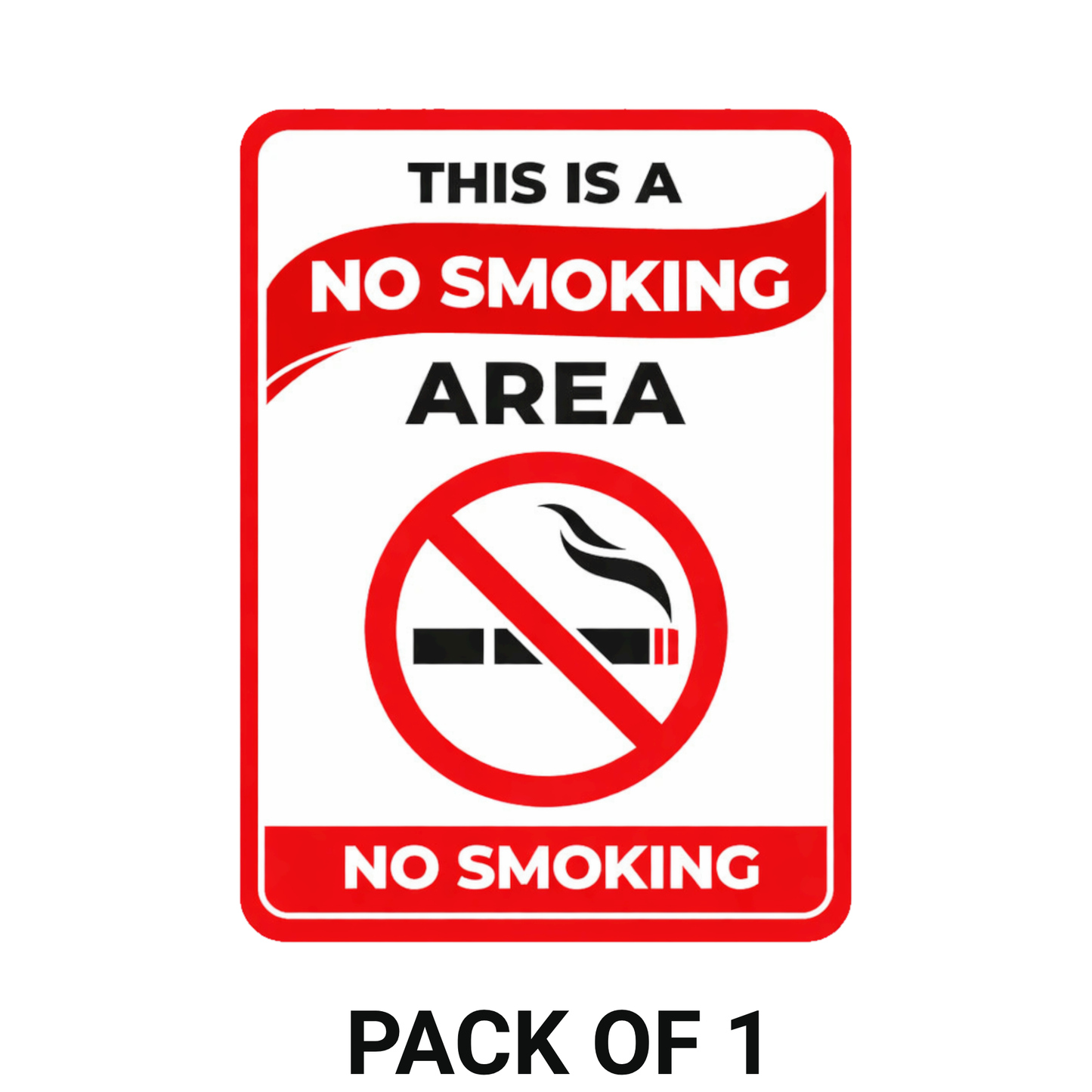 Smeeps This Is a No Smoking Area Sign Sticker – 14 × 10.16 cm (5.5 × 4 Inch) Smoking Prohibited Warning Vinyl Sticker | Waterproof UV Resistant Wash Proof Durable