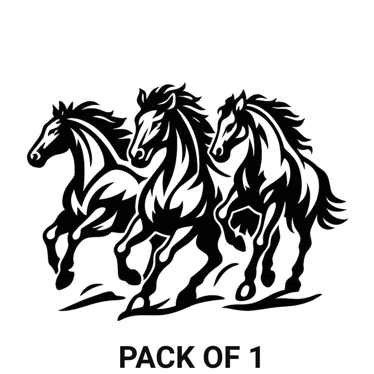 Smeeps Running Horses Sticker – 7.62 x 10.16 cm Car & Bike Vinyl Decal | Triple Horse Silhouette Design | Waterproof & Durable