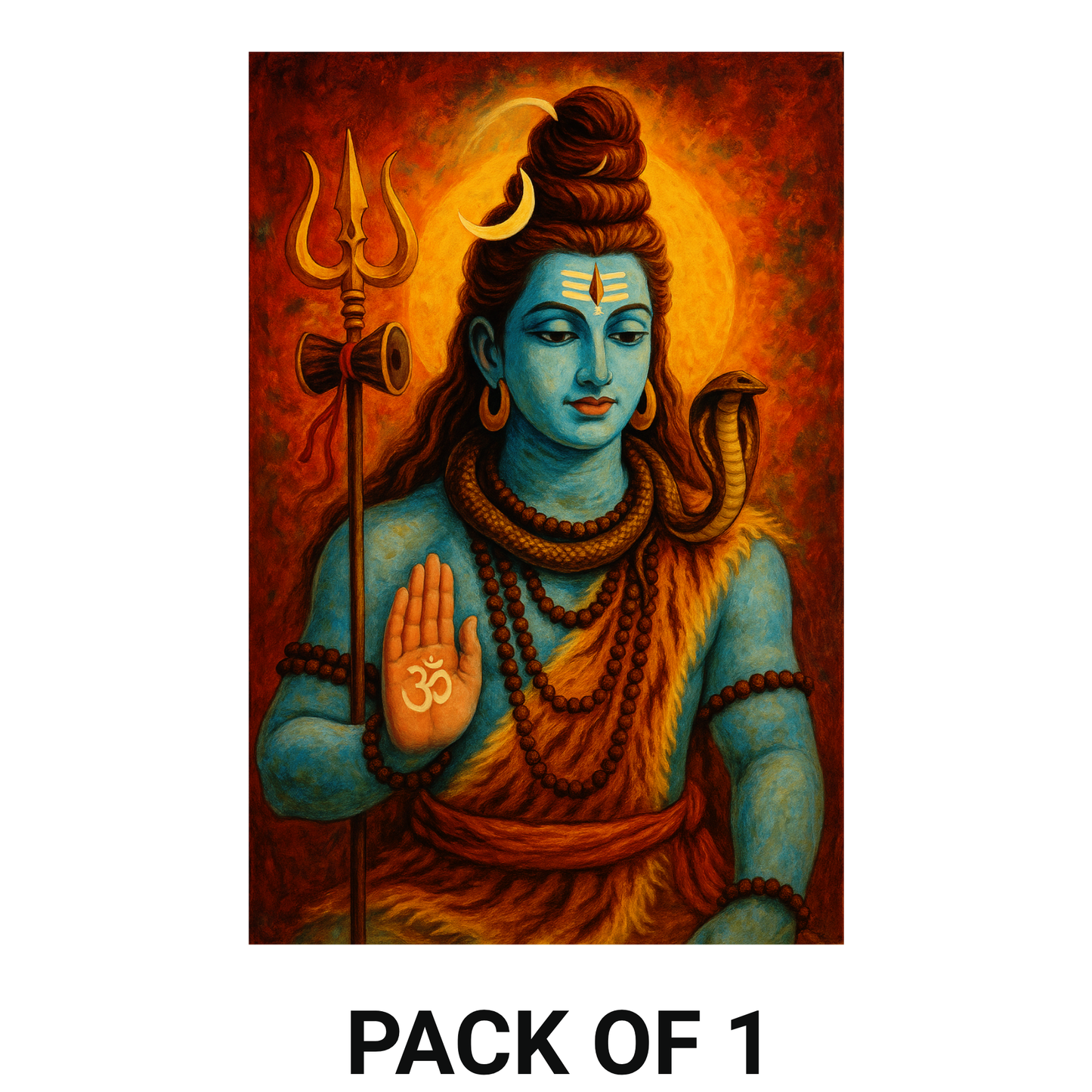 Smeeps Lord Shiva Wall Poster – Mahadev Trishul & Naga Artwork with Divine Aura | 30.48 x 45.72 cm Spiritual Home & Meditation Room Décor