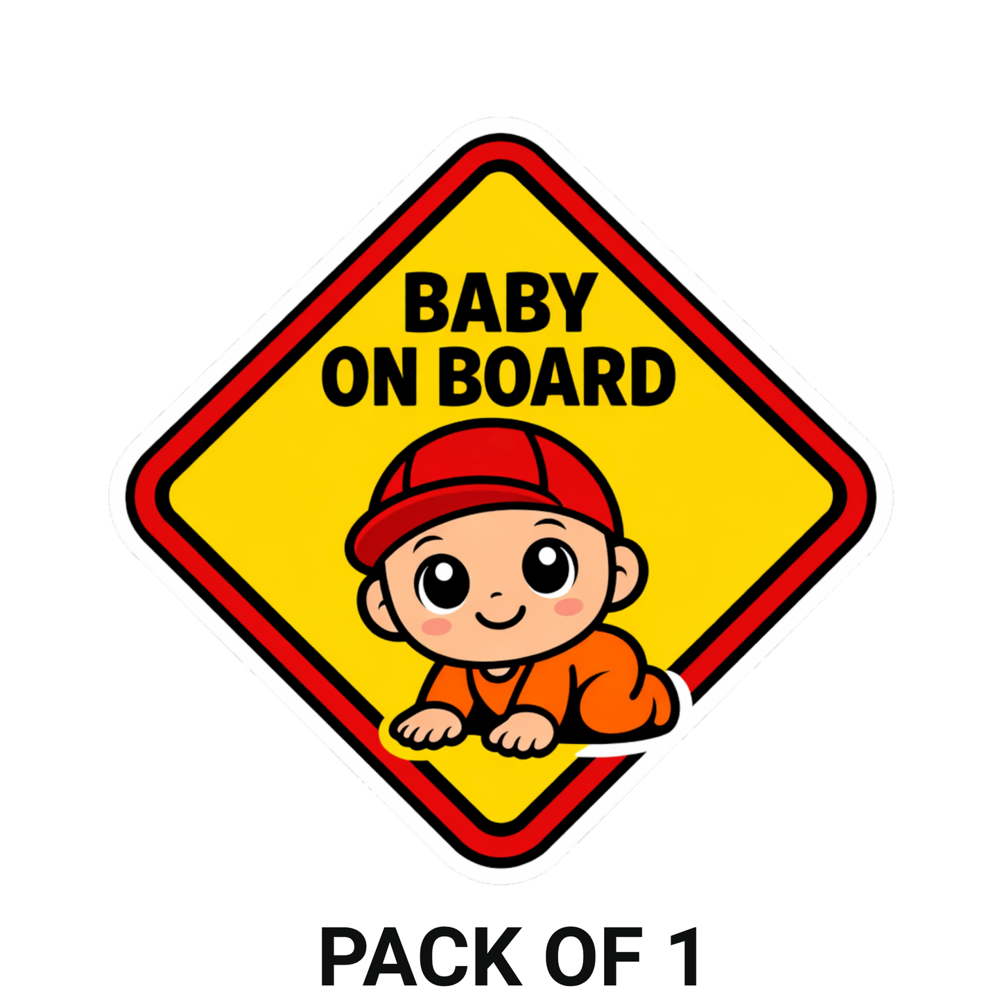 Smeeps Baby On Board Cartoon Baby Car Sticker – 14.23 × 14.23 cm (5.6 × 5.6 Inch) Waterproof Vinyl Safety Sticker for Cars | Cute Baby Warning Sign | UV Resistant | Pack of 1