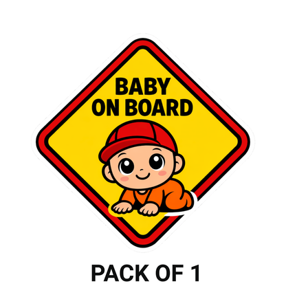 Smeeps Baby On Board Cartoon Baby Car Sticker – 14.23 × 14.23 cm (5.6 × 5.6 Inch) Waterproof Vinyl Safety Sticker for Cars | Cute Baby Warning Sign | UV Resistant | Pack of 1