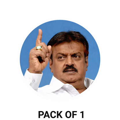 Smeeps Vijayakanth Portrait Round Sticker – 10.16 cm (4 Inch) Car & Bike Vinyl Decal | Waterproof UV Resistant Political Leader Sticker