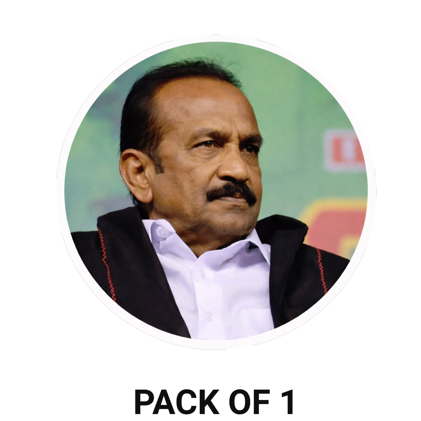 Smeeps Vaiko Portrait Round Sticker – 10.16 cm (4 Inch) Car & Bike Vinyl Decal | Waterproof UV Resistant Political Sticker