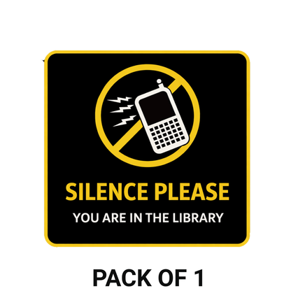 Smeeps Silence Please Library Sticker – 14.48 × 13.97 cm (5.7 × 5.5 Inch) Premium Vinyl Decal | No Mobile Phone Noise Library Sign | Waterproof UV Resistant Wash Proof | Pack of 1
