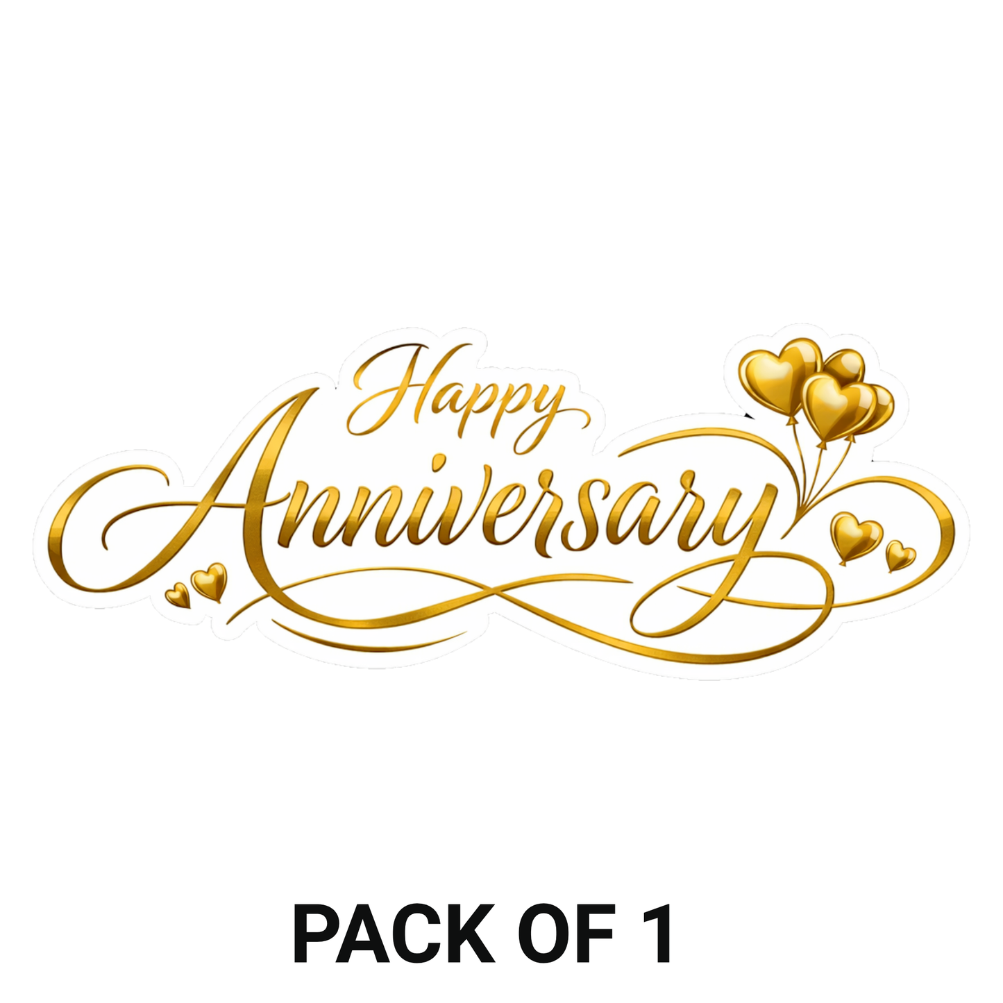 Smeeps Happy Anniversary Gold Sticker – 10.16 × 3.81 cm (4 × 1.5 Inch) Premium Golden Anniversary Vinyl Die-Cut Sticker for Wedding Anniversary Gifts, Gift Boxes, Scrapbooks & DIY Decorations | Waterproof UV Resistant | Pack of 1