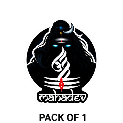 Smeeps Mahadev Vinyl Sticker – 9.66 × 11.43 cm (3.8 × 4.5 Inch) Premium Waterproof Shiva Decal | Dark Mahakal Trishul Design | UV Resistant Wash Proof | Pack of 1