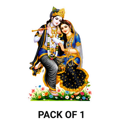 Smeeps Radha Krishna Vinyl Sticker – 7.62 × 11.43 cm (3 × 4.5 Inch) Premium Waterproof Devotional Decal | Krishna Playing Flute with Radha Design | UV Resistant Wash Proof | Pack of 1
