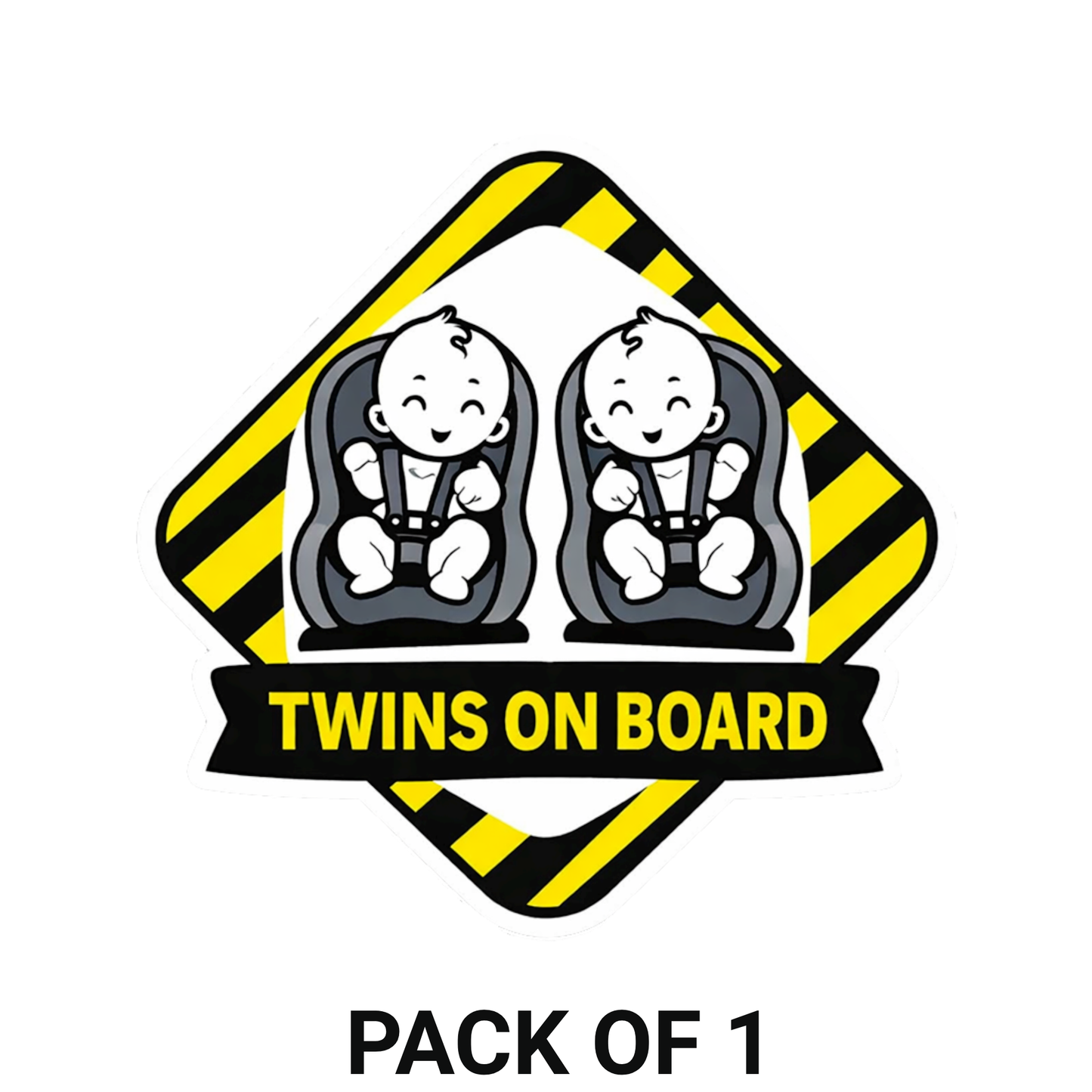 Smeeps Twins on Board Car Sticker – 14.23 × 14.23 cm (5.6 × 5.6 Inch) Baby Safety Warning Vinyl Decal for Car | Waterproof UV Resistant Twin Baby Sticker