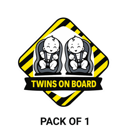 Smeeps Twins on Board Car Sticker – 14.23 × 14.23 cm (5.6 × 5.6 Inch) Baby Safety Warning Vinyl Decal for Car | Waterproof UV Resistant Twin Baby Sticker