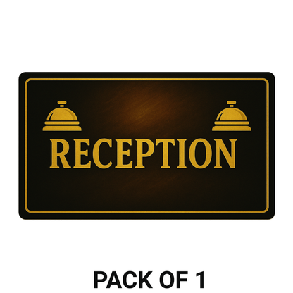 Smeeps Reception Door Sticker – 26.42 x 15.24 cm Office Vinyl Sign | Premium Gold Bell Icon | Waterproof & Durable Front Desk Label