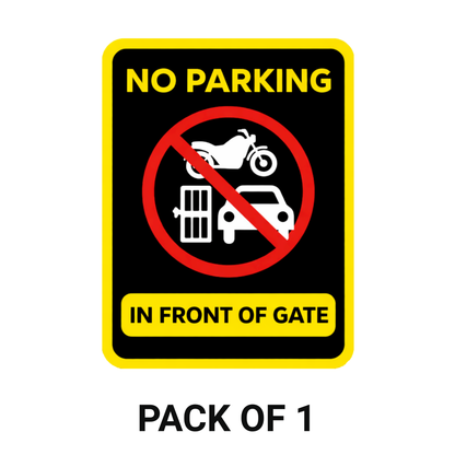 Smeeps No Parking in Front of Gate Safety Sign Sticker – 20.32 × 15.50 cm (8 × 6.1 Inch) Vehicle Parking Prohibited Vinyl Warning Sign | Waterproof UV Resistant Wash Proof Durable