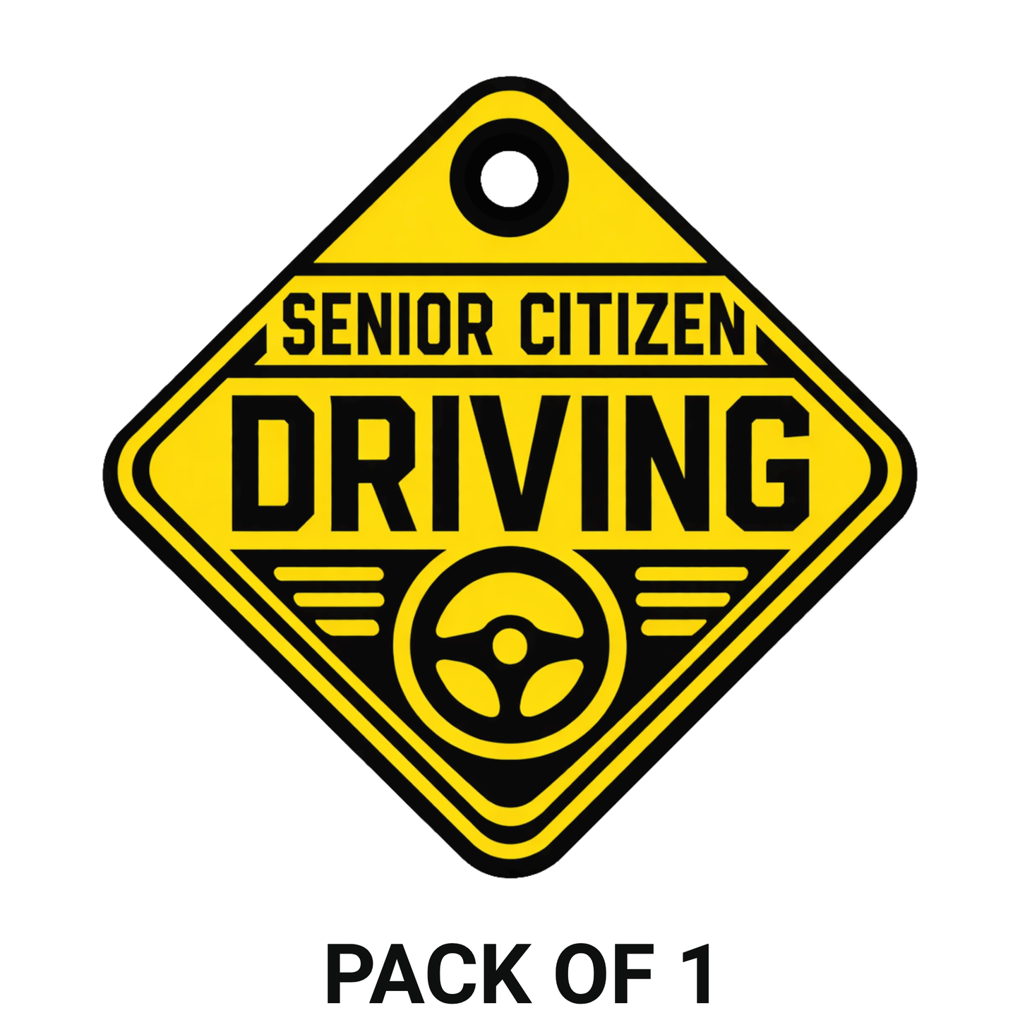 Smeeps Senior Citizen Driving Hanging Sign – 20.32 × 20.58 cm (8 × 8.1 Inch) Waterproof Safety Car Hanging Board with Suction Cup | Elderly Driver Warning Vehicle Sign