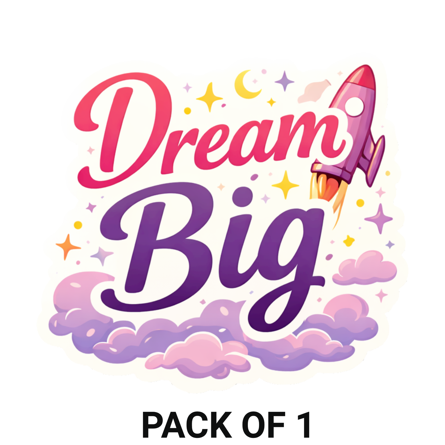 Smeeps Dream Big Sticker – 10.16 × 9.15 cm (4 × 3.6 Inch) Motivational Quote Vinyl Sticker | Waterproof UV Resistant Wash Proof Durable
