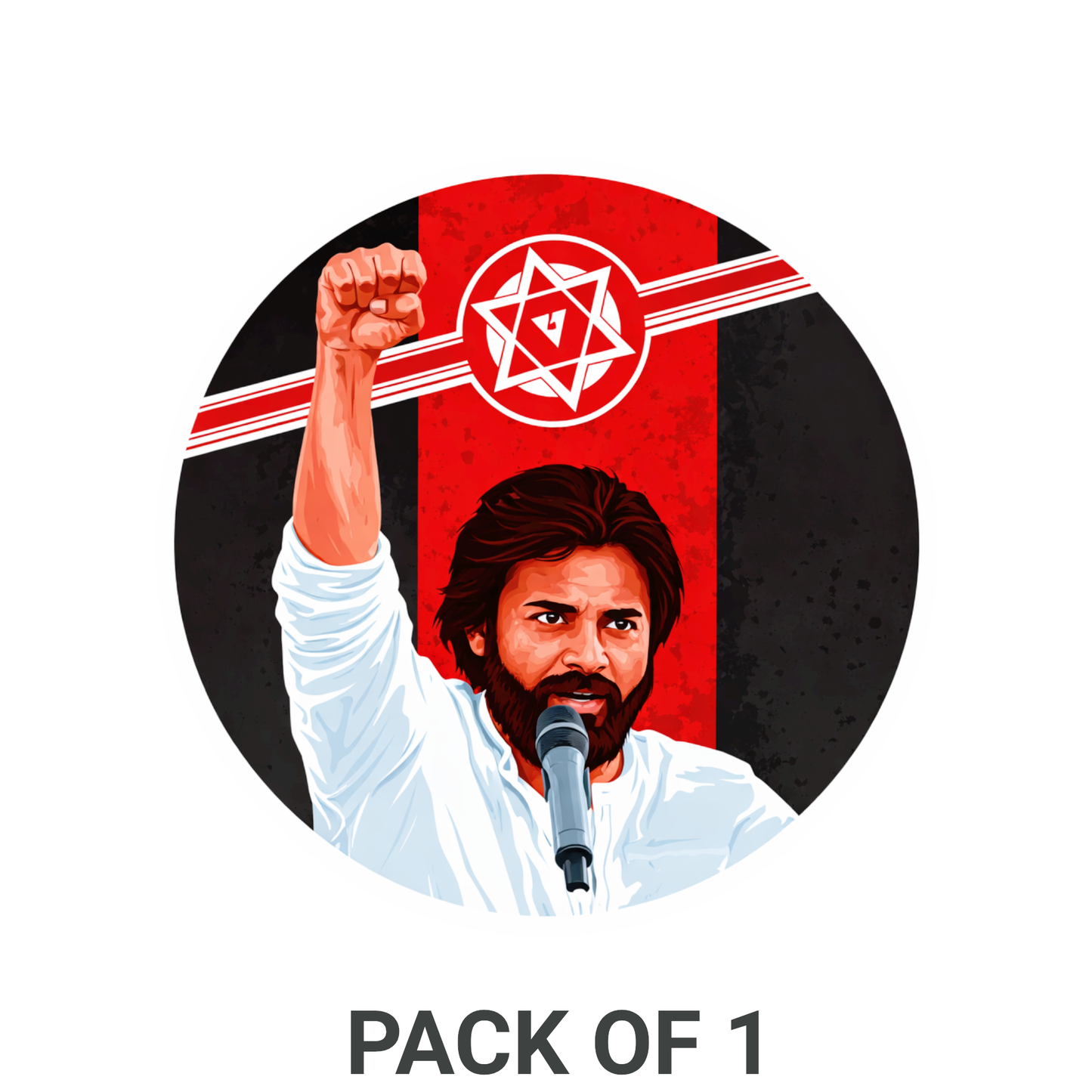 Smeeps Pawan Kalyan Sticker – 10.16 cm Round Car & Bike Vinyl Decal | Waterproof Political Leader Design
