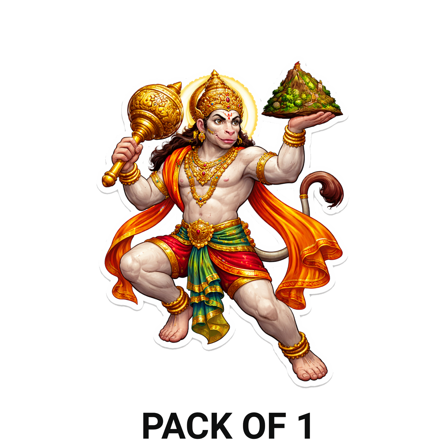 Smeeps Lord Hanuman Powerful Car & Bike Sticker – 11.43 × 8.89 cm (4.5 × 3.5 Inch) Premium Vinyl Decal | Waterproof UV Resistant Religious Sticker