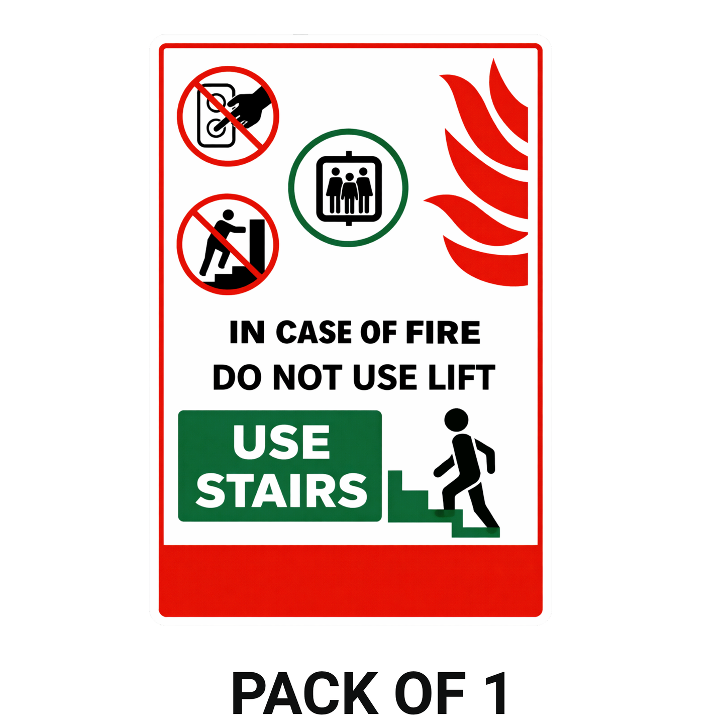 Smeeps In Case of Fire Do Not Use Lift – Use Stairs Sticker – 10.16 × 15.24 cm (4 × 6 Inch) Premium Vinyl Safety Sign | Fire Emergency Lift Warning Sticker | Waterproof UV Resistant Wash Proof | Pack of 1