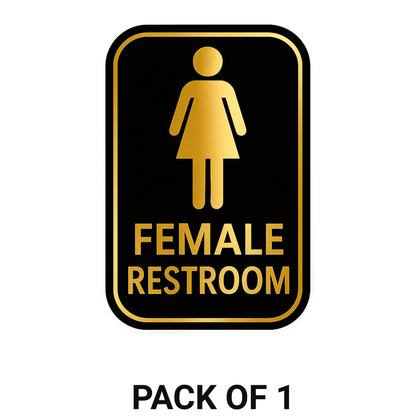 Smeeps Female Restroom Sticker – 10.16 x 15.24 cm Premium Gold & Black Door Sign | Waterproof, Durable & Easy Application