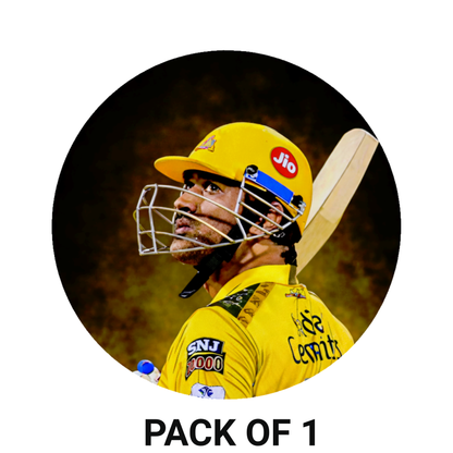 Smeeps MS Dhoni CSK Helmet Sticker – 10.16 cm (4 Inch) Round Car & Bike Vinyl Decal | Yellow Jersey Captain Cool Design | Waterproof UV Resistant