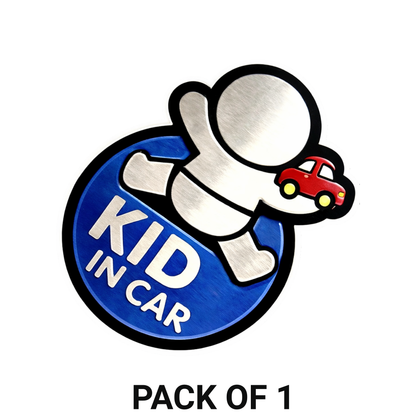 Smeeps Kid In Car Sticker – 12.7 × 12.7 cm (5 × 5 Inch) Waterproof Vinyl Safety Sticker for Cars | Cute Child Safety Car Decal | UV Resistant | Pack of 1