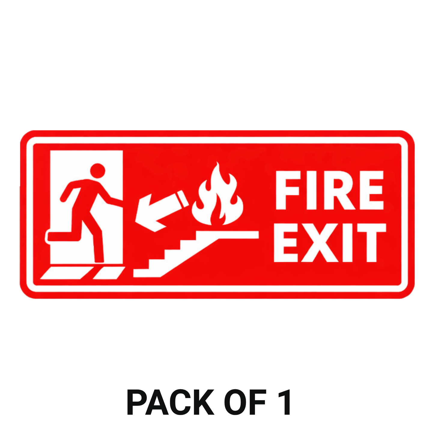 Smeeps Fire Exit Safety Sign Sticker – 20.32 × 8.64 cm (8 × 3.4 Inch) Emergency Exit Direction Vinyl Label | Waterproof UV Resistant Wash Proof Durable
