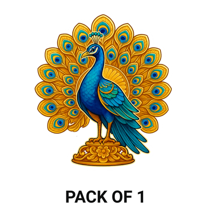 Smeeps Royal Peacock Sticker – 10.16 x 9.15 cm Elegant Decorative Vinyl Decal | Traditional Indian Peacock Design | Waterproof, Glossy & Durable