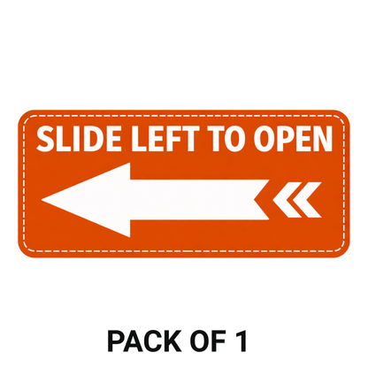 Smeeps Slide Left to Open Sticker – 15.24 × 6.6 cm (6 × 2.6 Inch) Door Direction Vinyl Sign | Waterproof UV Resistant Wash Proof Durable