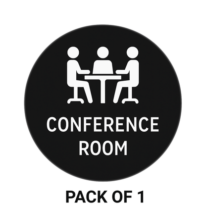 Smeeps “Conference Room” Door Sign Stickers – 15.24 cm Round Office Label | Professional Black & White Design | Waterproof & Easy to Apply