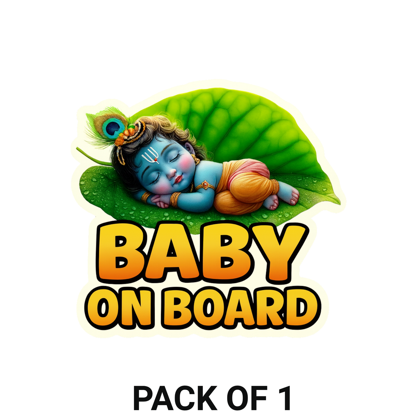 Smeeps Baby Krishna Baby On Board Sticker – Divine Sleeping Krishna Car & Bike Safety Decal | 11.43 x 10.67 cm Premium Vinyl | Waterproof & UV Resistant
