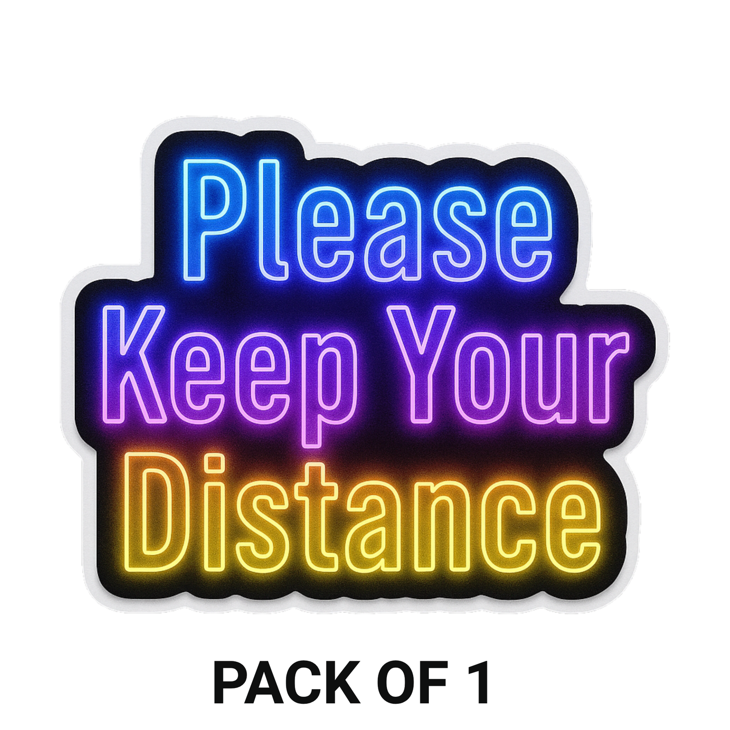 Smeeps “Please Keep Your Distance” Car Sticker – 12.2 x 10.16 cm Neon Glow Vinyl Decal | Waterproof & UV Resistant | Safety Alert Sticker for Car Rear Bumper & Backdoor