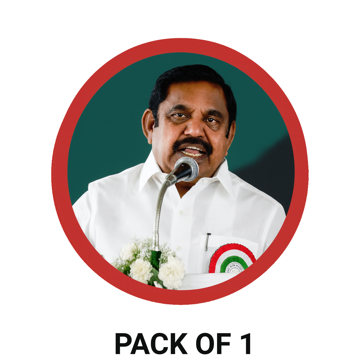 Smeeps EPS Sticker – Edappadi K. Palaniswami Photo Circle Decal | 10.16 cm Premium Vinyl | Waterproof & UV Resistant Political Sticker for Car/Bike