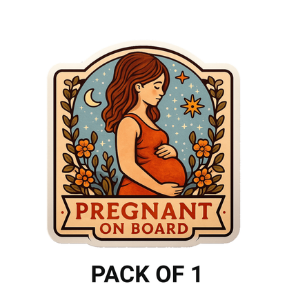 Smeeps Pregnant On Board Sticker – Floral Motherhood Design | 10.67 x 11.43 cm Premium Vinyl Car Decal | Wash-Proof & Durable Safety Sticker