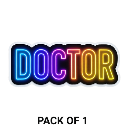 Smeeps DOCTOR Car Sticker – 12.7 x 5.08 cm Neon Glow Professional Identity Decal | Waterproof, UV-Resistant & Durable Vinyl for Cars, Bikes