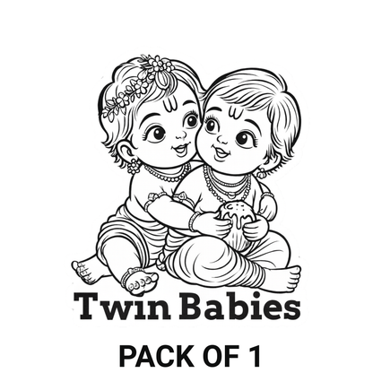 Smeeps Twin Babies Sticker – Cute Krishna Twin Baby On Board Car Sticker | 10.16 x 11.43 cm Premium Vinyl | Wash-Proof & Durable