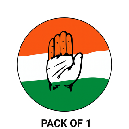 Smeeps Congress Tricolour Hand Symbol Sticker – 10.16 x 10.16 cm Round Vinyl Car & Bike Decal | Waterproof & UV Resistant | Indian National Congress Logo Sticker