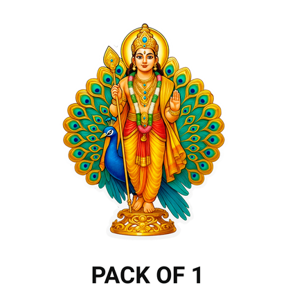 Smeeps Lord Murugan Sticker – Tamil God Murugan with Peacock Vinyl Decal | 8.64 x 11.43 cm Car & Bike Sticker | Waterproof & Durable