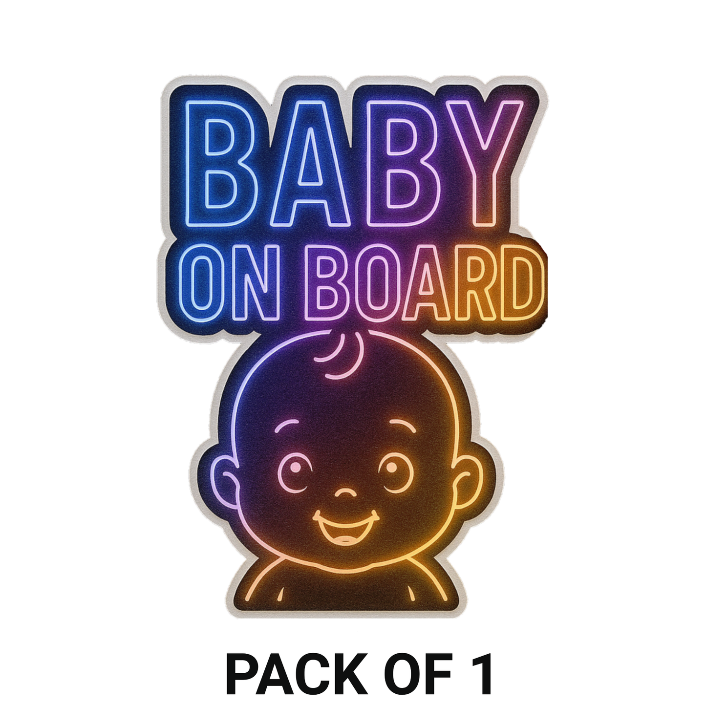Smeeps Baby On Board Car Sticker – 11.43 x 8.39 cm Neon Glow Baby Safety Decal | Waterproof, UV-Resistant & Durable Vinyl for Cars