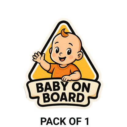Smeeps Baby On Board Car Sticker – Cute Cartoon Baby Safety Sign | 10.16 x 11.43 cm Premium Vinyl Decal | Waterproof & Durable