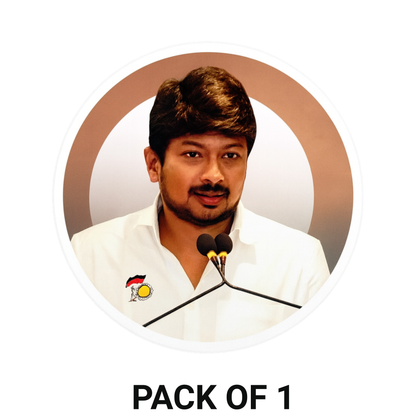 Smeeps Udhayanidhi Stalin Sticker – Premium Round Political Sticker | 10.16 cm Vinyl Decal | Waterproof & UV Resistant DMK Supporter Sticker