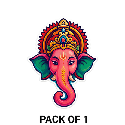 Smeeps Lord Ganesha Sticker – 11.43 x 8.64 cm Vibrant Vinayagar Decal | Divine Spiritual Design | Waterproof & UV-Resistant Vinyl for Cars, Bikes & Home