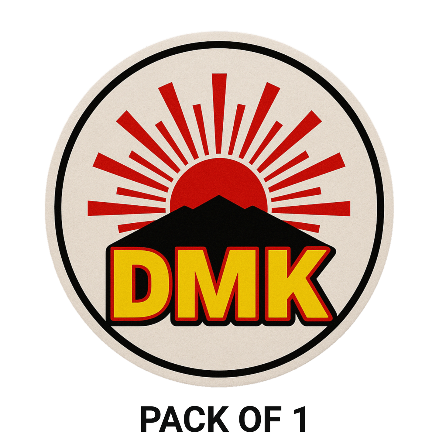 Smeeps DMK Rising Sun Sticker – 4 Inch Round Vinyl Decal | Waterproof & UV Resistant | Political Party Symbol Car/Bike Sticker