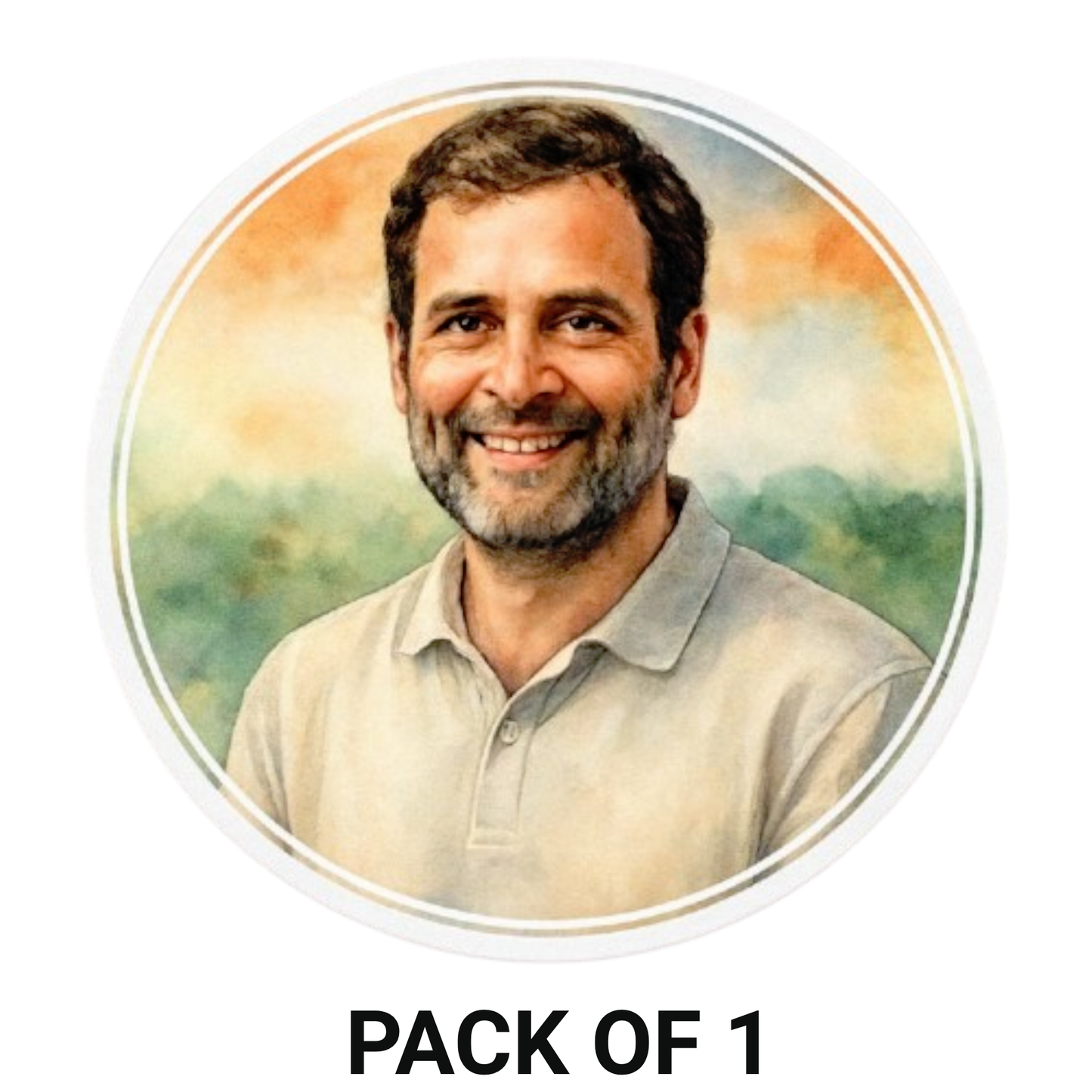 Smeeps Rahul Gandhi Sticker – Premium Watercolor Portrait Design | 10.16 cm Vinyl Decal | Waterproof & UV Resistant Political Sticker for Car, Bike & Laptop