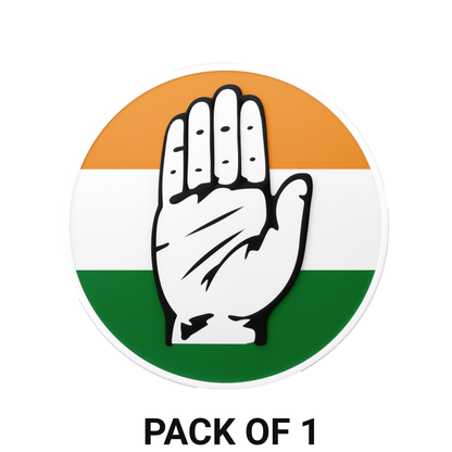 Smeeps Congress Hand Symbol Sticker – 10.16 x 10.16 cm Round Vinyl Car & Bike Decal | Waterproof & UV Resistant | Indian National Congress Logo Sticker