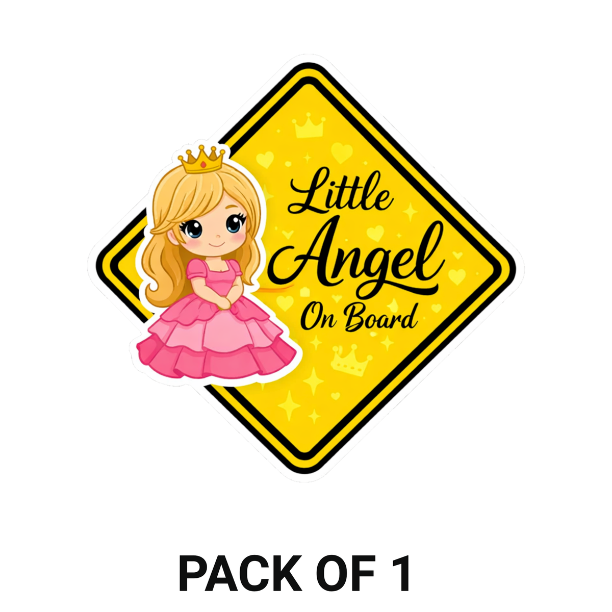 Smeeps Little Angel On Board Car Sticker – 14.23 × 14.23 cm (5.6 × 5.6 Inch) Waterproof Vinyl Safety Sticker for Cars | Cute Princess Baby Design | UV Resistant | Pack of 1