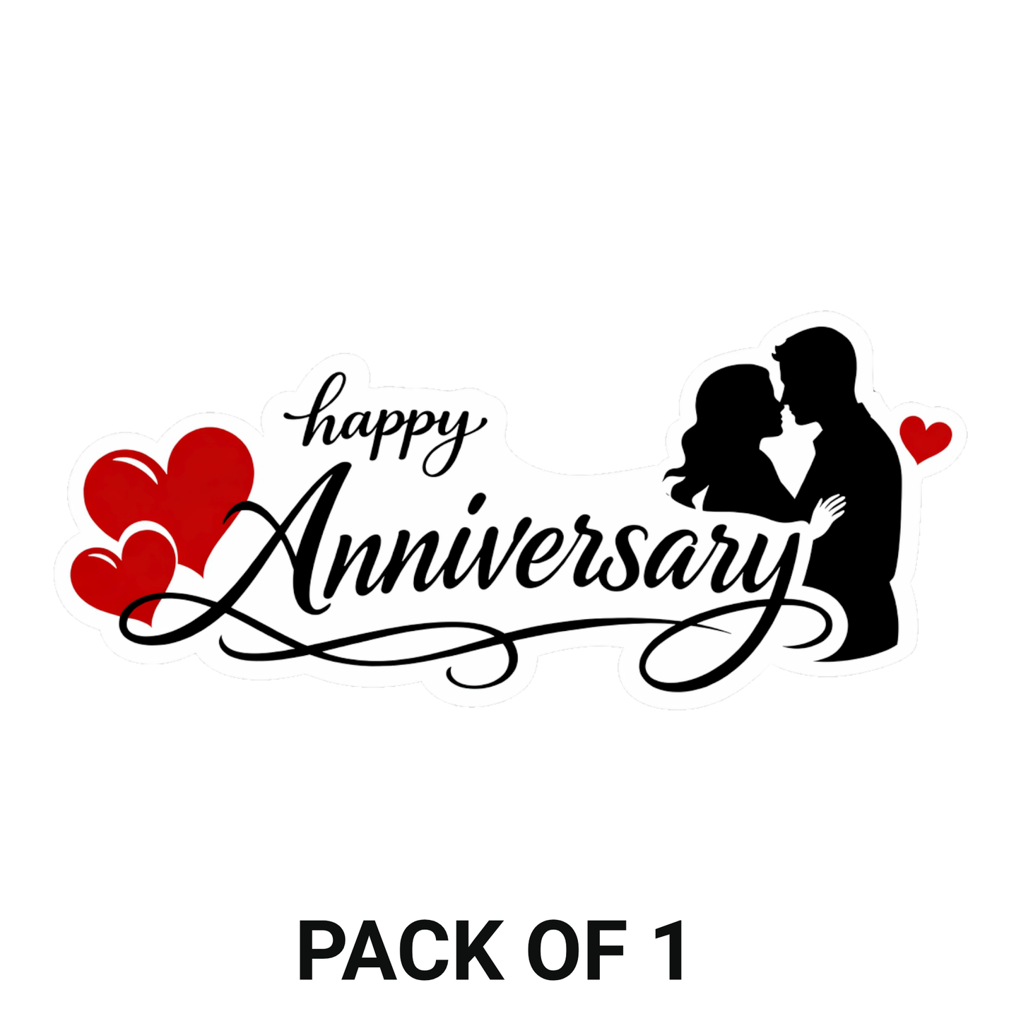Smeeps Happy Anniversary Couple Sticker – 10.16 × 4.32 cm (4 × 1.7 Inch) Romantic Anniversary Vinyl Die-Cut Sticker for Gift Boxes, Wedding Anniversary Decorations, Scrapbooks & DIY Crafts | Waterproof UV Resistant | Pack of 1