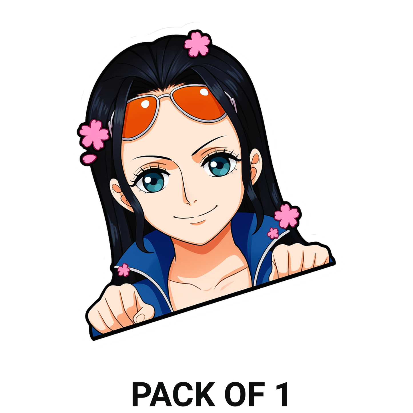 Smeeps Nico Robin Car Sticker – 10.16 x 8.64 cm Anime Peek Vinyl Decal | Cute One Piece Character | Waterproof & UV-Resistant
