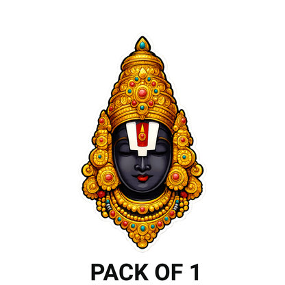 Smeeps Lord Balaji Face Sticker – 11.43 × 6.60 cm (4.5 × 2.6 Inch) Hindu Religious Vinyl Decal for Car & Bike | Waterproof UV Resistant Tirupati God Sticker