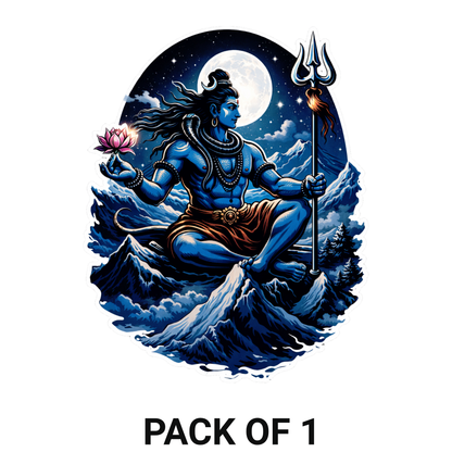 Smeeps Lord Shiva Mountain Vinyl Sticker – 10.16 × 10.16 cm (4 × 4 Inch) Waterproof Bike & Car Decal | Mahadev Trishul Design | UV Resistant Wash Proof | Pack of 1