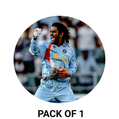 Smeeps MS Dhoni Celebration Sticker – 10.6 × 10.6 cm (4.2 × 4.2 Inch) Round Car & Bike Vinyl Decal | Team India Wicketkeeper Action Design | Waterproof UV Resistant